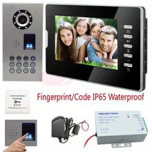 Video Door Phone 700TVL Sony Camera Fingerprint Recognition/Password Unlock Function Intercom Video Doorbell Ip65 Waterproof Kit