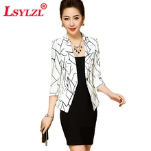 LSYLZL весенне-осеннее Новое Полосатое пальто с принтом, с отворотом, с рукавом семь, модные, короткие, женские, Саморазвитие, элегантные топы T271
