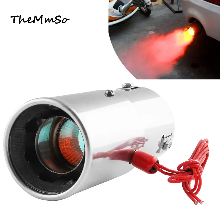 

Automotive employed universally exhaust muffler stainless steel Flamethrowing Tail throat Red Led give out light tail larynx