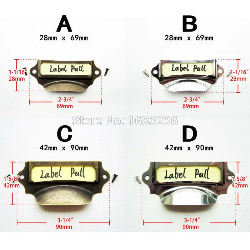 

6pcs Antique Brass Vintage Silvery Metal Label Pull Frame Handle File Name Card Holder For Furniture Cabinet Drawer Box Case Bin