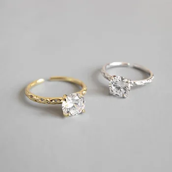 

1.25Carat 1pc Authentic S925 Sterling Silver FINE Jewelry Solitaire Zirconia AAAA+ Adjust Ring Wedding Engagement TLJ529