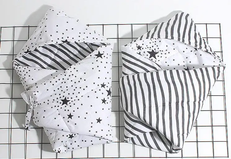Double-sided Star Мягкий хлопок младенческой пеленать плюшевый Bebe конверт коляска обертывание для новорожденных Детское постельные принадлежности одеяло малыш спальный мешок - Цвет: Double-sided Star