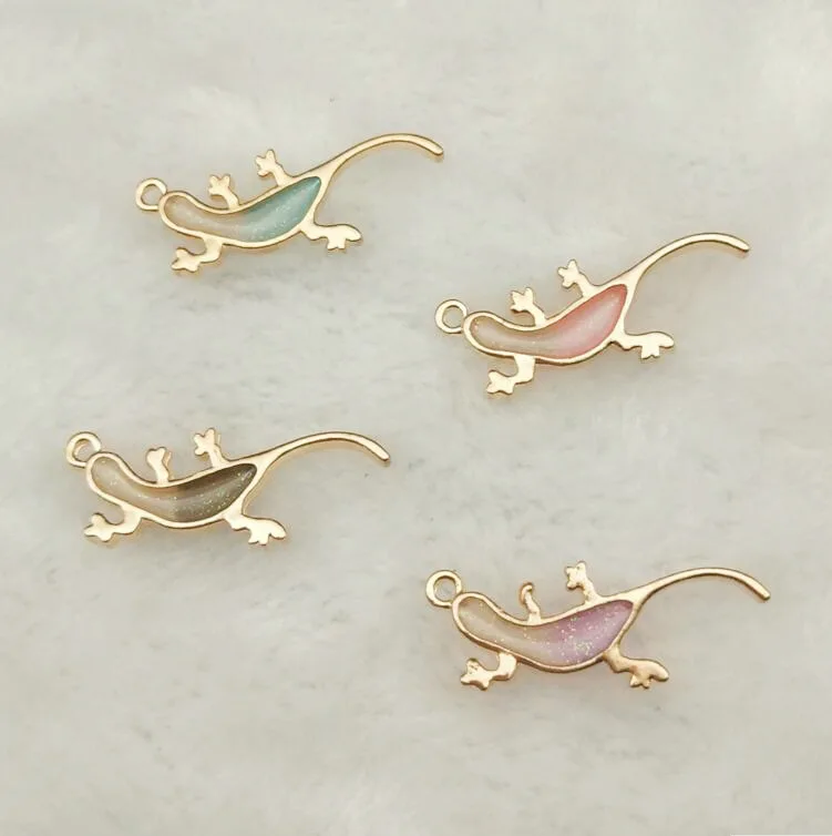 

10pcs 18x22mm enamel gecko charm animal charm for jewelry making fashion charm earring pendant metal charm