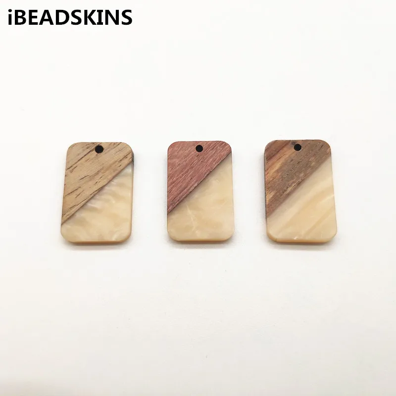 

New arrival! 28x18mm 30pcs wood with Resin cuboid-shape charm for earrings accessories/Earring parts Jewelry Findings handmake