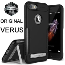 Original VERUS Rugged Armor Case for Apple iPhone 7 7 Plus Shockproof Carbon Fiber and Silicone Hybrid Flexible Kickstand Cover