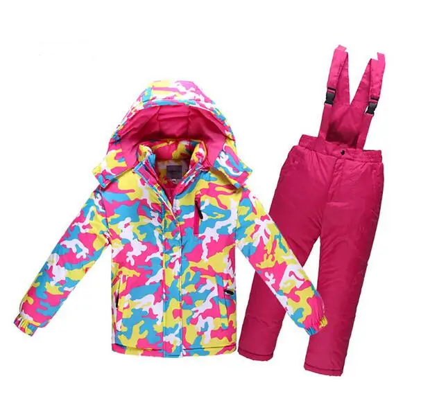 For 30 Degree Winter Warm Windproof Children Ski Suit For Boy Girl Kids Camouflage Ski jacket