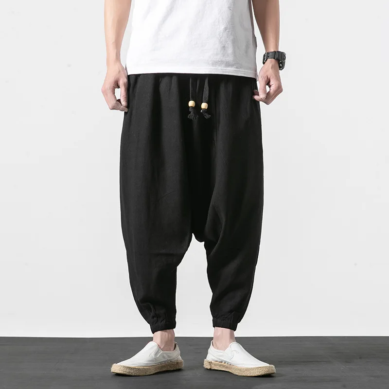 Chinese style men's wide-leg pants Thailand Nepal loose national harem pants linen lanterns big beach pants summer Chinese style men's wide-leg pants Thailand Nepal loose national harem pants linen lanterns big beach pants summer