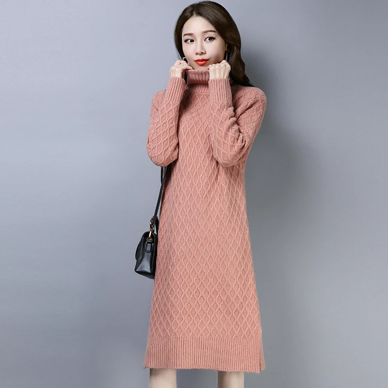 #^Special Price 5 Colors Brand Sweater Fall Winter Women Long Sweater New OL Commuter Wild Knit Double-layer Turtleneck Sweater Pullovers Women
