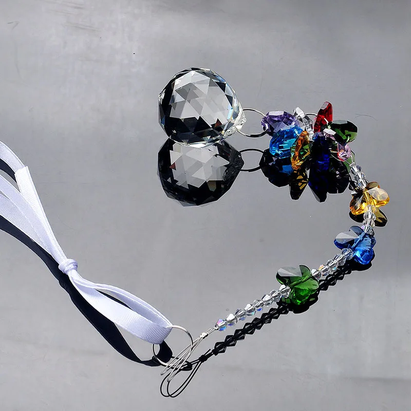 H& D ручной работы 30 мм хрустальная люстра в форме шара призмы украшения в виде бабочек Висячие солнечные Ловец(прозрачный