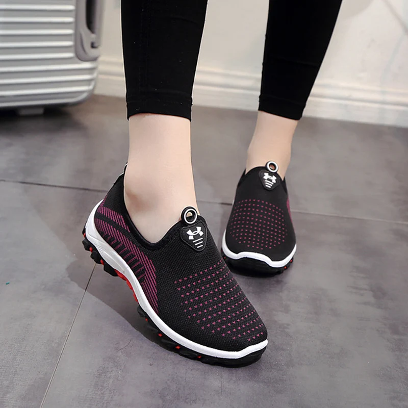 

WHOSONG Autumn Sneakers Women Breathable Mesh Shoes Woman Ballet Slip On Flats Loafers Ladies Shoes Creepers M112