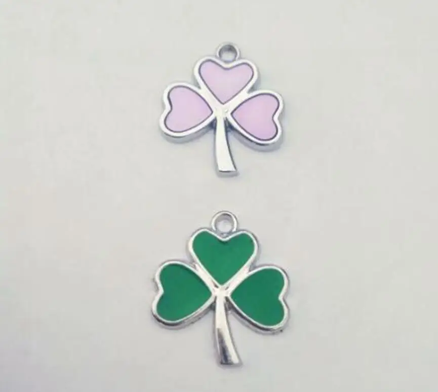 

Green / Purple Drop Glaze Irish Shamrock Charms Pendants Fit Bracelet Bangle Necklace Jewelry Making Fashion Jewelry Accessories