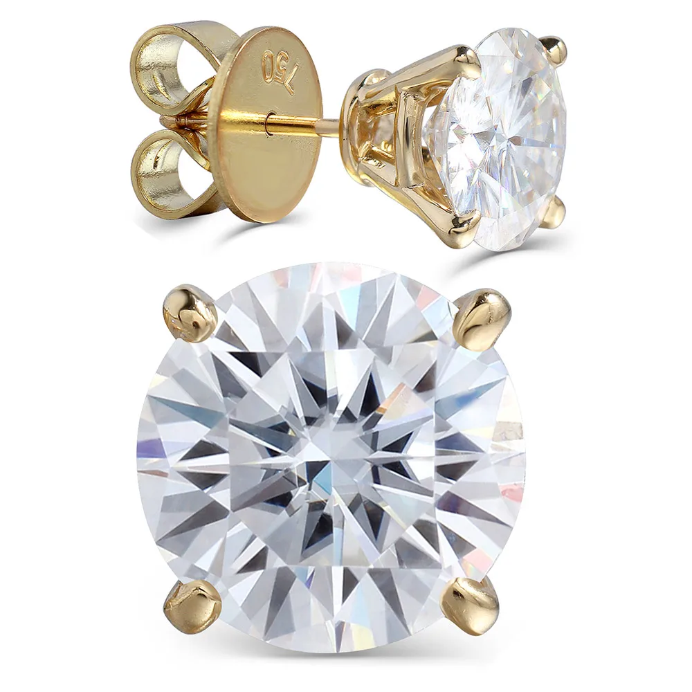 

Fashion Jewelry Moissanite Stud Earrings 6CTW DE Colorless Lab Grown Diamond Made in Luxury Quality 18K Yellow Gold for Women