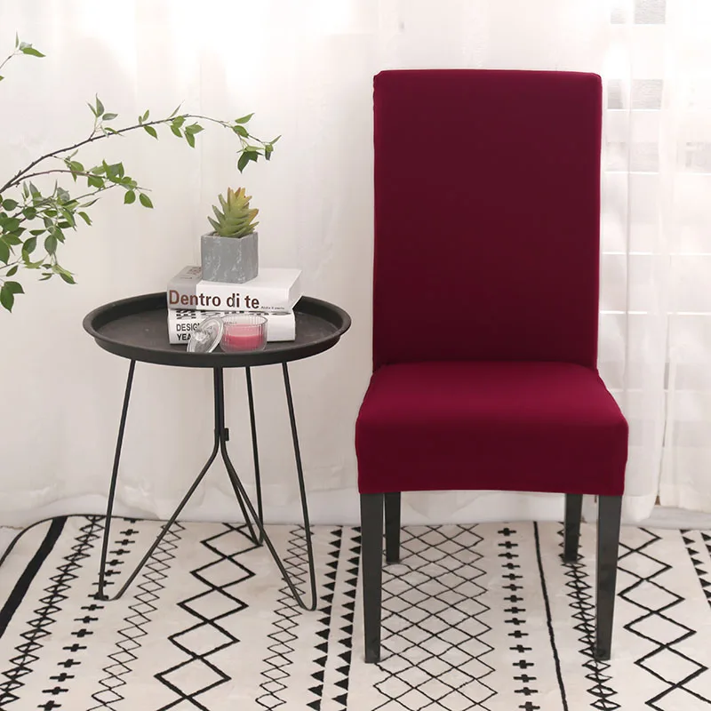 Простые чехлы на стулья из спандекса для столовой в гостиничных залах торжеств универсальные Свадебные Размеры 1/4/6 шт. дропшиппинг Услуги - Цвет: Wine Red
