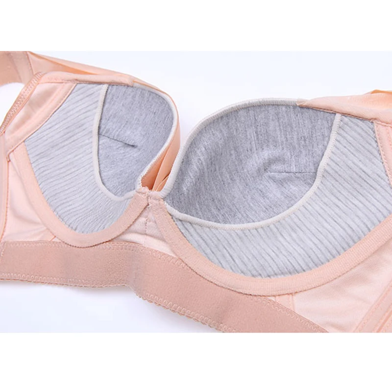 Fashion Lady Sexy Deep V Soft Fabric Gather Push Up Bra Plus Size Big Cup Embroidery Bras Adjusted-straps Dropship