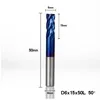 1pc 1-12mm HRC 50 Carbide End Mill 4 Flutes CNC Router Bit Nano Blue Coated Spiral Engraving Bit End Milling Cutter - Длина режущей кромки: 6XD6X16X50L