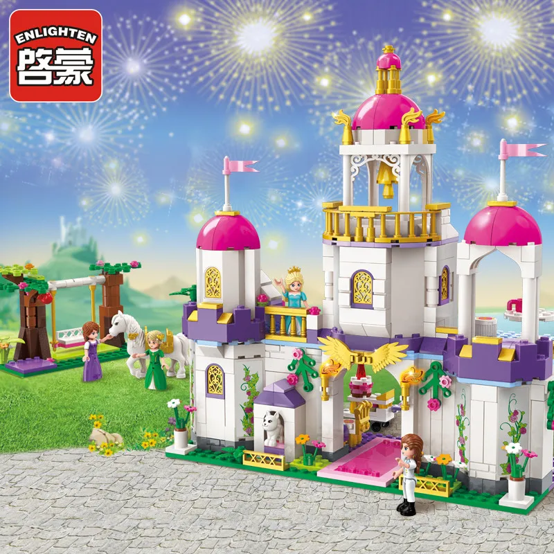 

Compatible 587pcs Princess Leah's Birthday Party Set Swing White Horse figures Building Blocks Toys Girls Kids Gifts