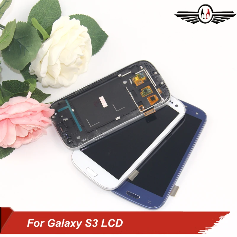 

Blue For samsung galaxy s3 i9300 lcd screen display touch screen digitizer assembly+Bezel frame+home button+Track No.
