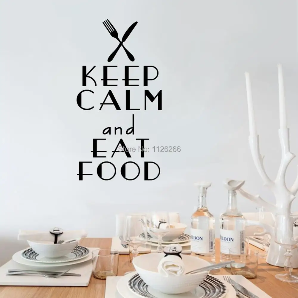 Кухонные цитаты Keep Calm and Eat Food виниловые настенные наклейки съемные семейное
