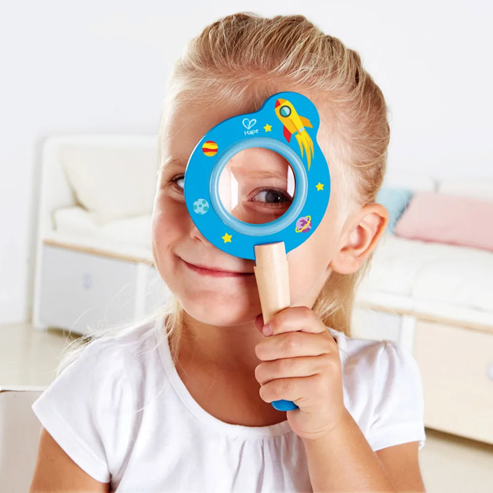 HAPE Children Toy Handheld Lens Hand Magnifier Kids Bee Shape Space Adventure Magnifying Glass Loupe Gift Education Cognitive