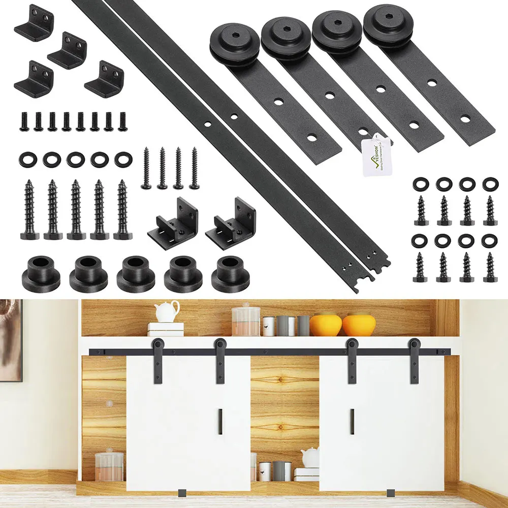 Us 45 99 Yescom 4 Ft Mini Small Sliding Double Barn Door Hardware Roller Track Rail Kit Cabinet Tv Stand Closet Kitchen In Doors From Home