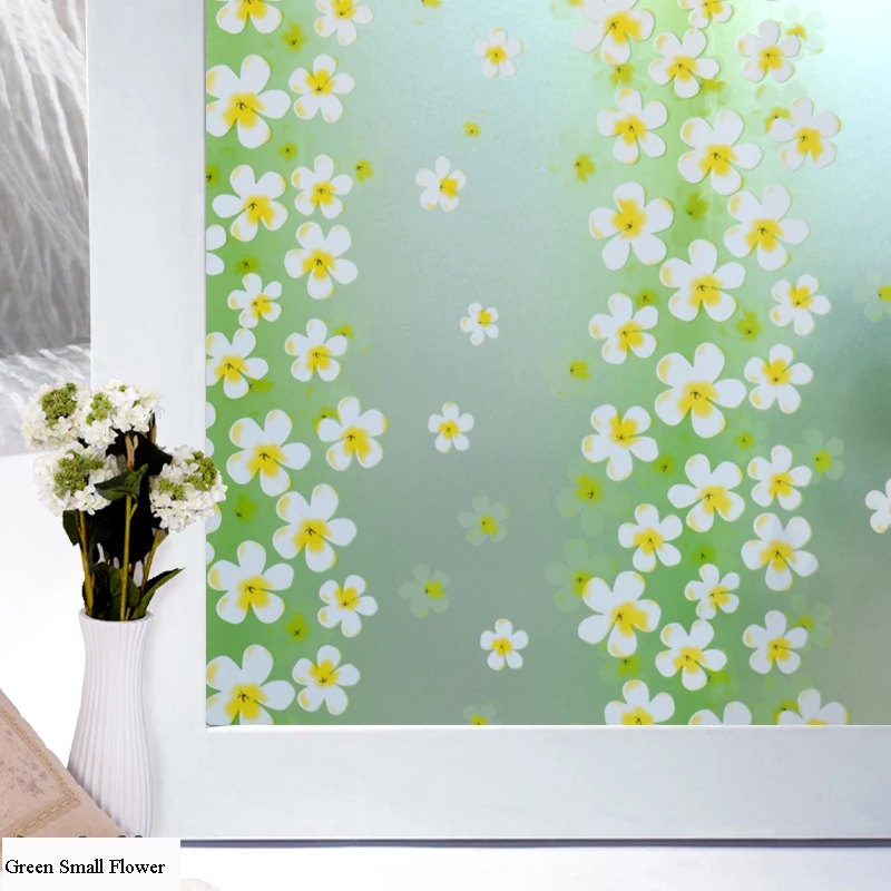 Self adhesive Fashion 45*400cm Flower Stained Glass Film Decorative