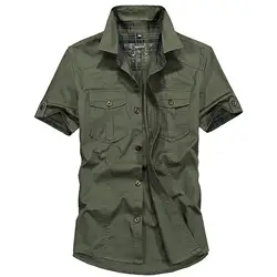 JAYCOSIN мужские рубашки Повседневная мода Военный чистый цвет карман рабочие короткий рукав блузка плюс размер 4XL Повседневная одежда 604