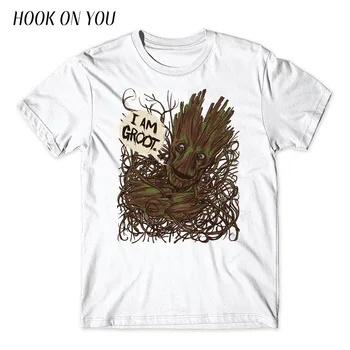 2017 Summer New Printed Guardians Of The Galaxy T Shirt Men Short Sleeve Modal I Am Groot Fashion T-Shirt Tops Novelty Tee Shirt