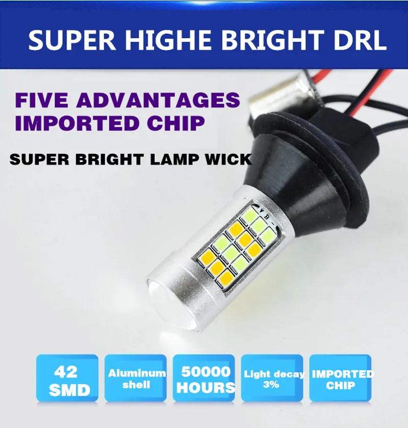 BA15S bau15s 1156 p21w s25 42led T20 W21W WY21W 7440 light Daytime Running Light Turn Signal Dual Mode DRL LED External Lights BA15S bau15s 1156 p21w s25 42led T20 W21W WY21W 7440 light Daytime Running Light Turn Signal Dual Mode DRL LED External Lights