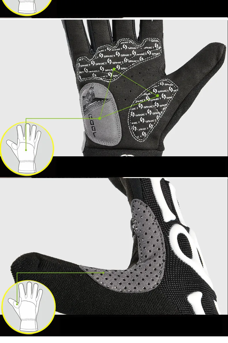 Spakct Pro гелевые велосипедные перчатки с полными пальцами, гоночные перчатки для езды на велосипеде, каркасные перчатки для велосипеда, спортивные перчатки с черепом, 2 цвета