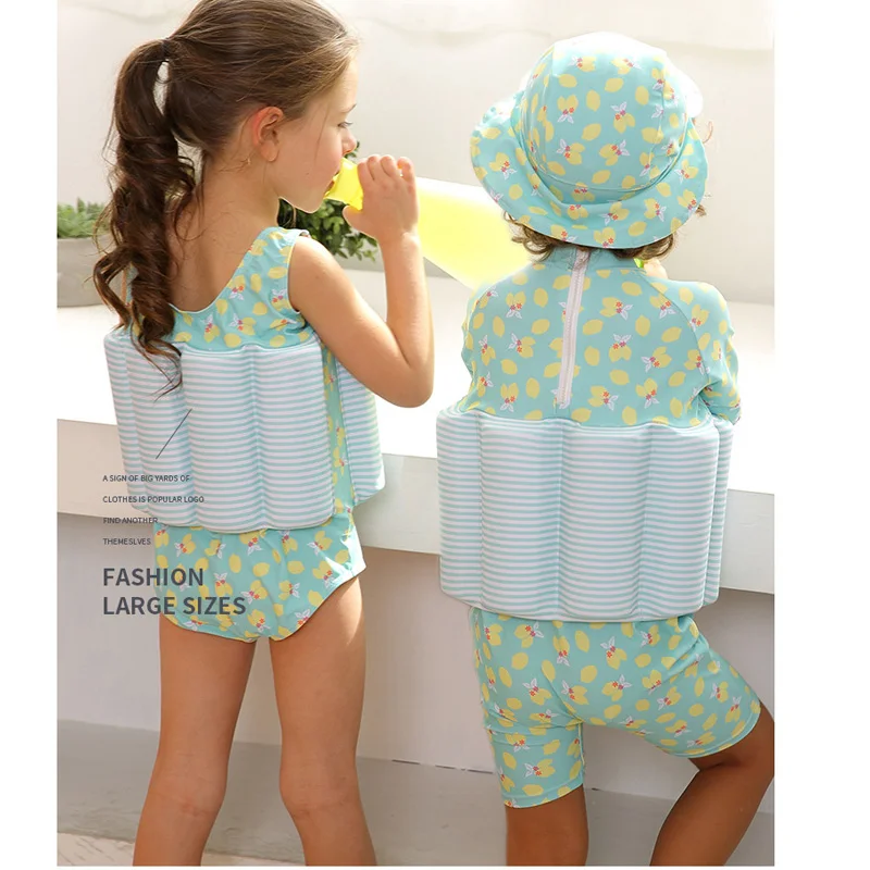 Детский купальный костюм с поплавком цельный плавучесть для девочек и мальчиков