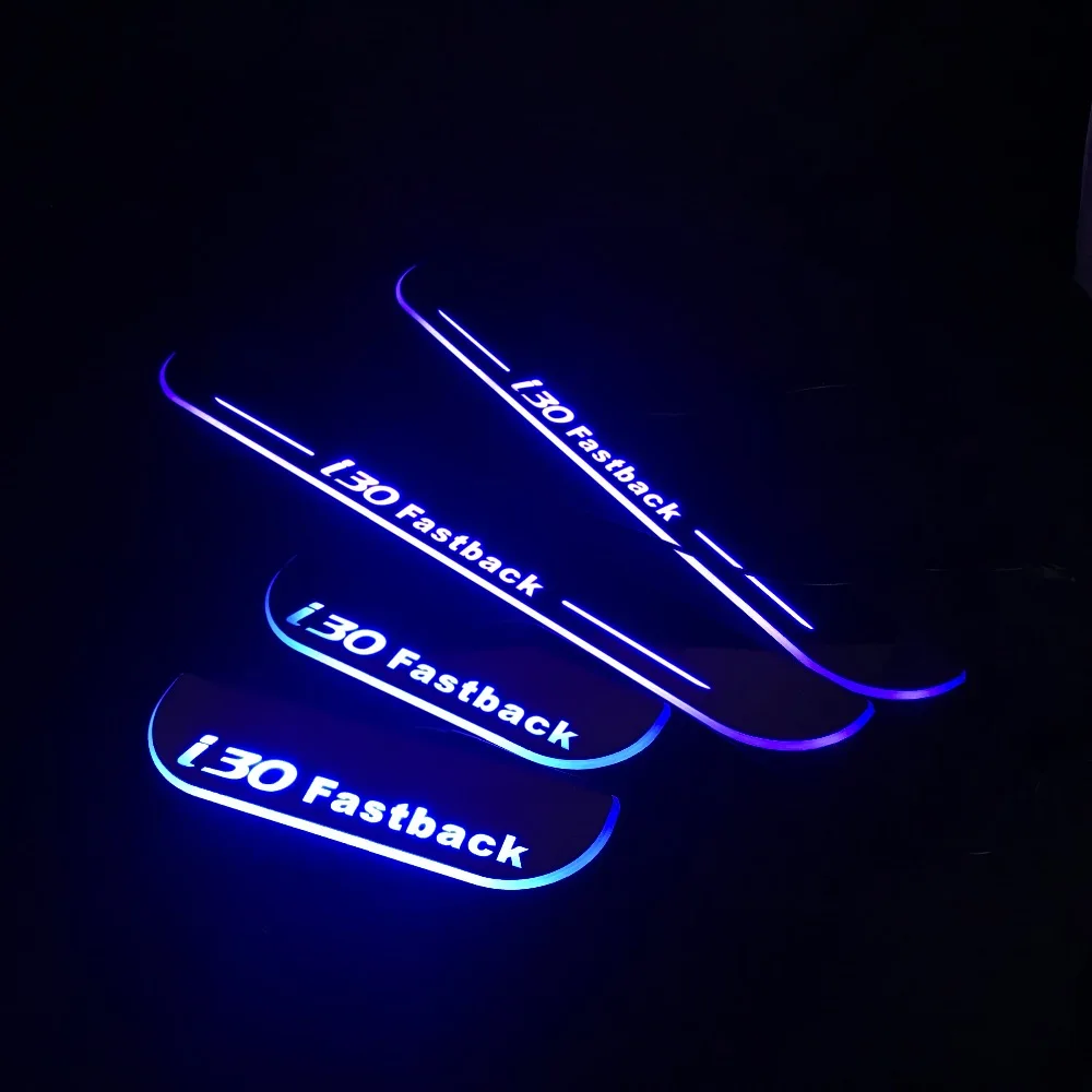 RQXR светодиодные движущиеся двери scuff для hyundai i30 динамические порога плиты плоские накладки наложения течет/еще светильник, 2 шт