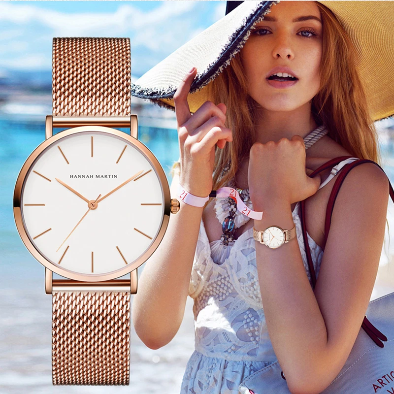 Beste Nieuwe Eenvoudige Vrouwen Horloge Dames Top Brand Luxe Rose Gold Horloge Automatische Quartz Horloge Vrouwelijke Rvs Reloj Mujer 32mm