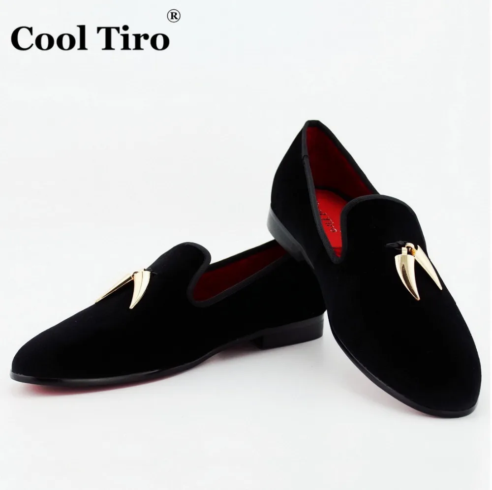 Black & Gold Dress Shoes Promotion-Shop For Promotional Black COOL TIRO Black Velvet Slippers With Gold Shark Tooth Tassel Loafers Men's Flats Wedding and Party Men Dress shoes British style - Black & Gold Dress Shoes Promotion-Shop For Promotional Black