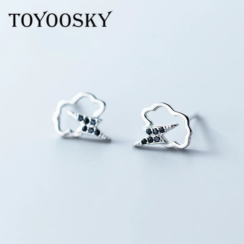 

S925 Cloud Lightning CZ Stud Earrings For Teen Girl Friend Kid Lady Contracted Jewelry Wholesale Support Dropshipping