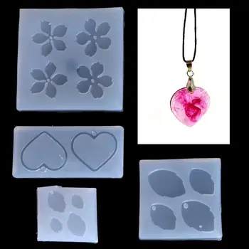 

Flower Leaves Heart Shape Making Pendant Silicone Resin Craft Jewelry Mold Tool