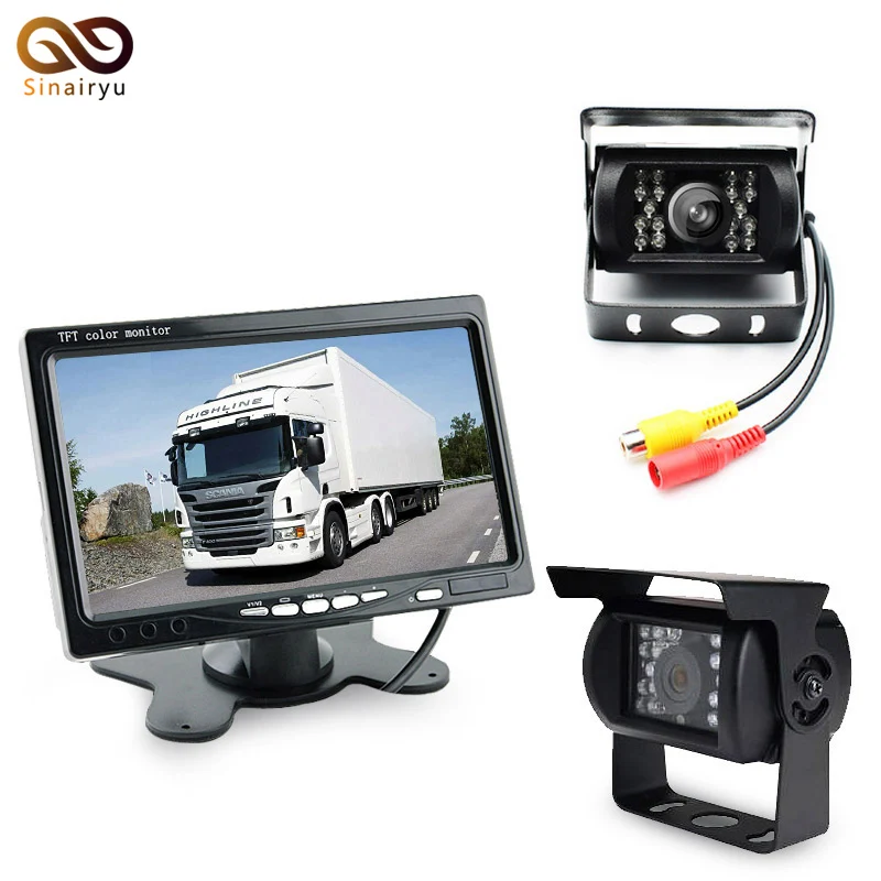 

DC 12-36V Bus Truck Parking Monitor With Front / Rear Camera , HD 7 Inch LCD Car Monitor + 6M 10M 15M 20M Video Cable Optional