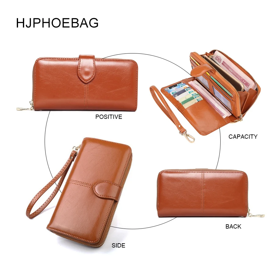  HJPHOEBAG Women Long Clutch Wallet Large Capacity Wallets Female Purse Lady Purses Phone Pocket Car