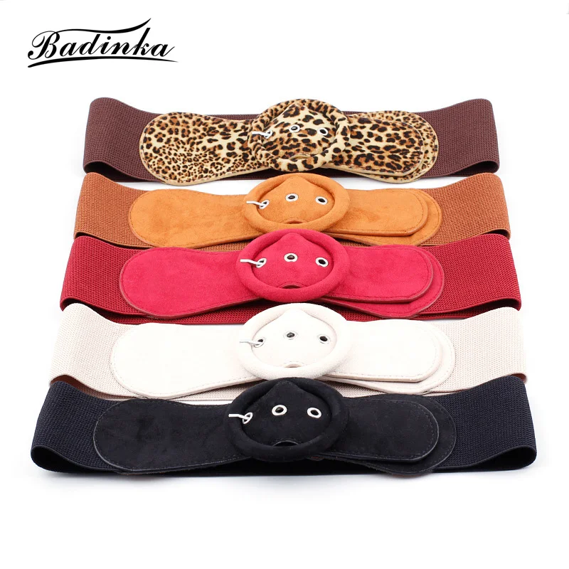 

2019 New Designer Ladies White Black Red Wide Leopard Waist Corset Belt Waistband Female Elastic Fabric Belts for Women Dresses