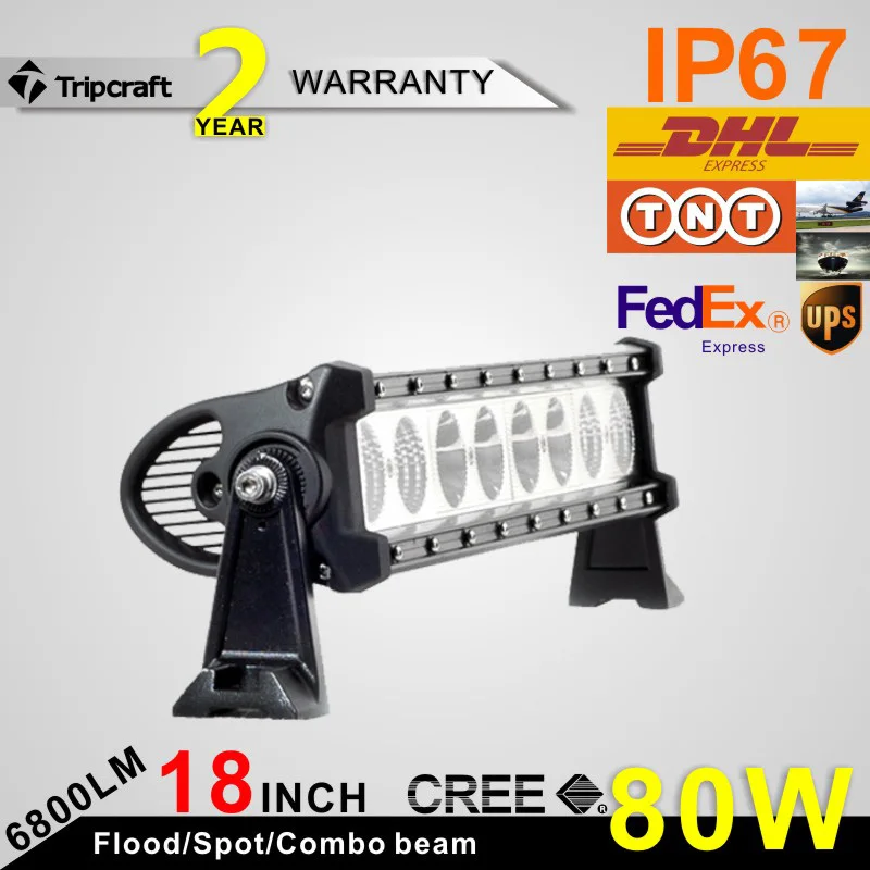 

18 Inch 1Row 80W LED Light Bar for Work Driving Boat Car Truck 4x4 SUV ATV Off Road Fog Lamp Spot Wide Flood Beam 12V 24V