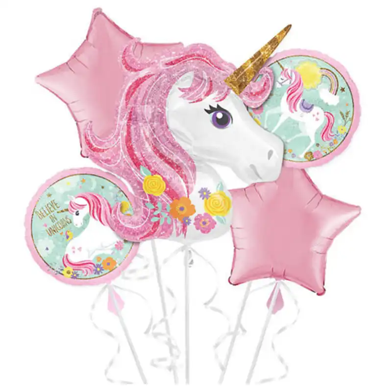 5 шт./партия, воздушные шары из фольги большого единорога, 18 дюймов, круглые воздушные шары в форме звезды для единорога, вечерние украшения д...