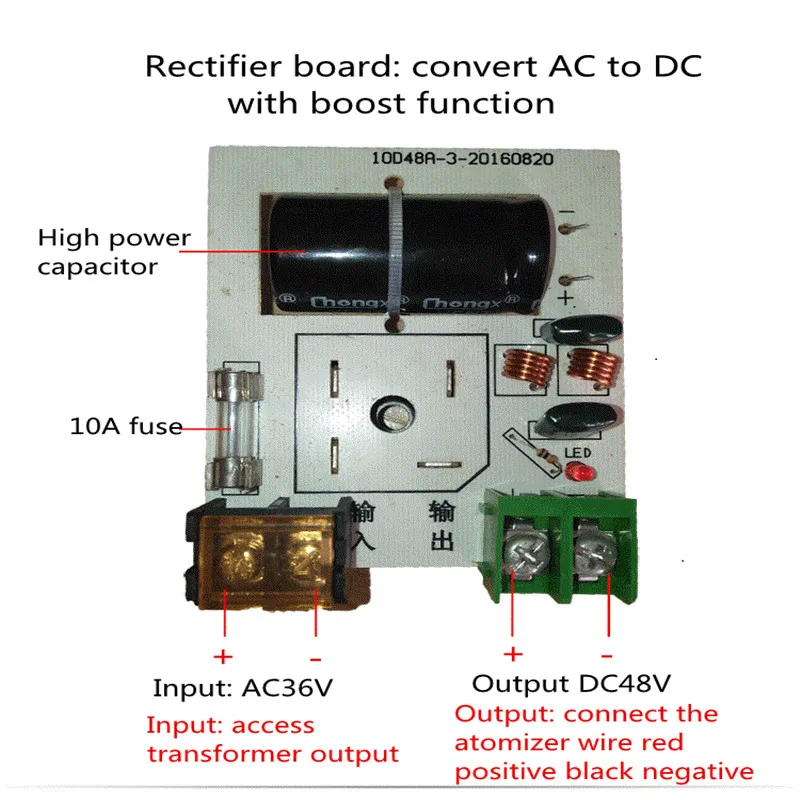 Запчасти для увлажнителя плата выпрямителя AC36V к DC48 для промышленного увлажнителя десять распылителей