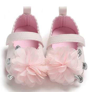 

Spring Baby Girls Toddler Infant Soft Sole Anti-slip Baby Shoes PU Princess Casual Shoes With Flower First Walkers
