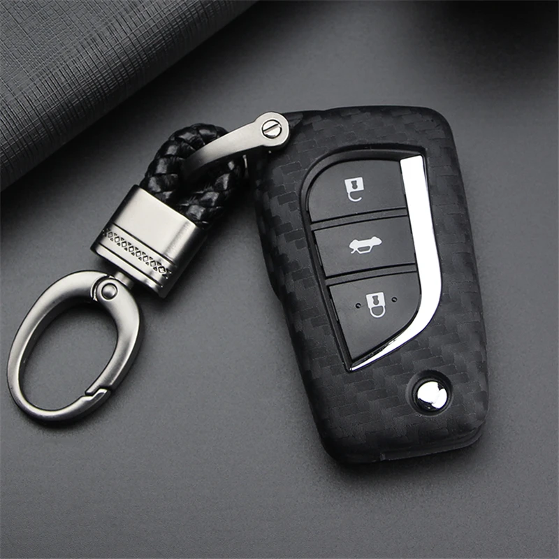 Kukakey карбоновое волокно для Toyota Yaris Corolla LEVIN Highlander CAMRY автомобильный ключ чехол