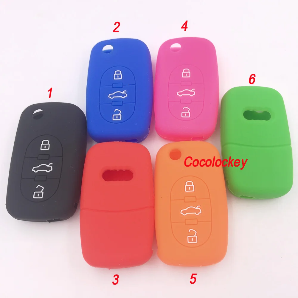Orange Silicone Case Cover Fit For Audi A2 A4 A6 A8 Remote Flip Key 3 4 Buttons 