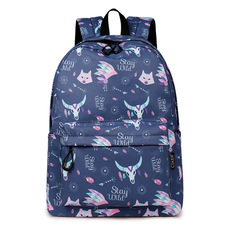2023 New Waterproof Backpack For Women Cute Fox Printing Backpack Student Cartoon School Bags  Large Size Laptop Bookbag MN1401 4
