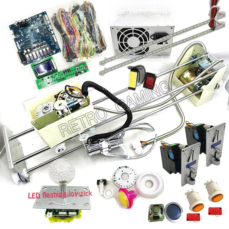 US $115.00 English version toy crane game machine DIY kit with gantry claw motherboard LCD display wires crane power supply coin acceptor