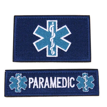 価格 2 ピースの EMT スター寿命緊急パッチ刺繍医療救急バッジフックループ軍事腕章戦闘腕章