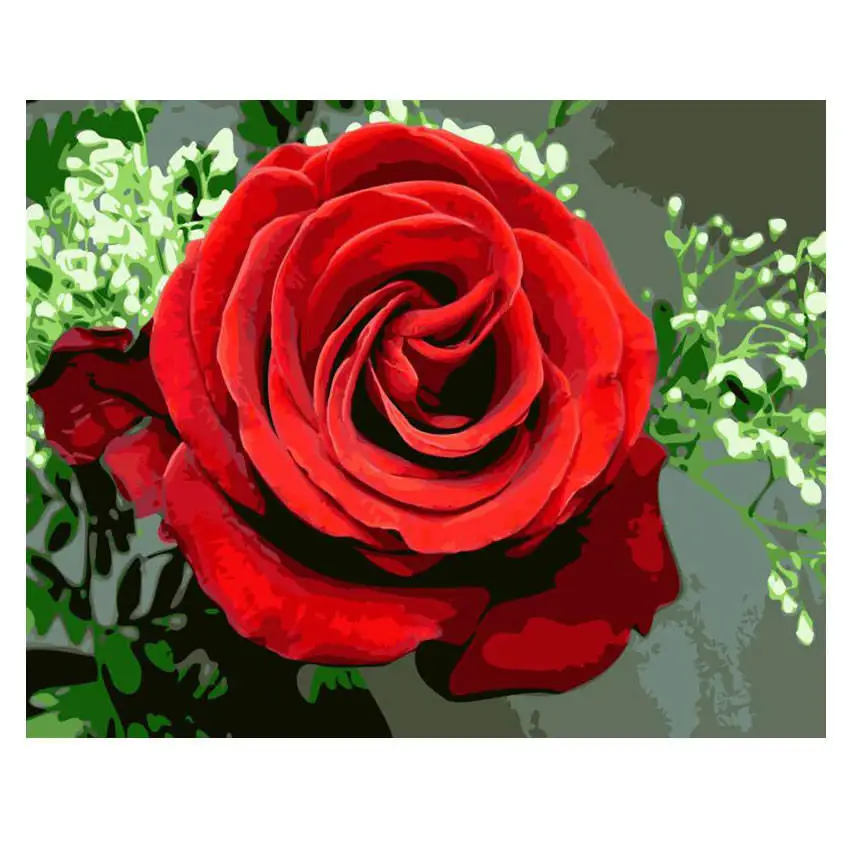 RIHE Подсолнух абстрактная Цветочная живопись Diy Цифровая Роза живопись по номерам Современная Лилия настенная художественная картина для домашнего декора 40x50 см - Цвет: rose painting 14