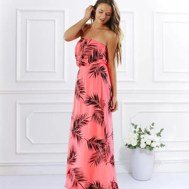 Buy Cheap High Quality Beach Long Dresses Summer 2017 New European and American Tropical Style Wrapped Chest Off Shoulder Maxi Dress