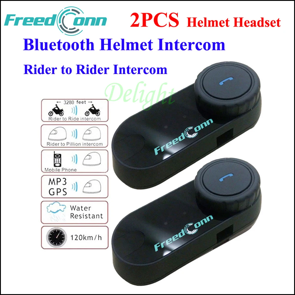 2PCS MP3 FM Radio 800M Motorcycle Bluetooth Helmet Rider To Rider BT Wireless